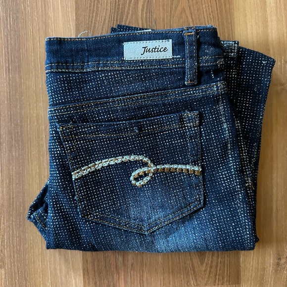 Justice glitter jeans size 14.5 bling, sparkly, sparkle, tween - Picture 3 of 7